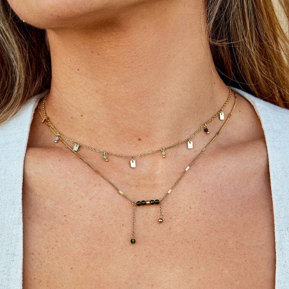Collier à franges en perles vertes Arizona