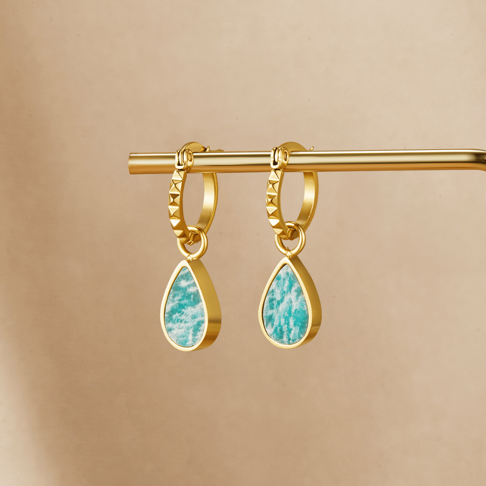 Boucles d'oreilles créoles en pierre verte Astoria