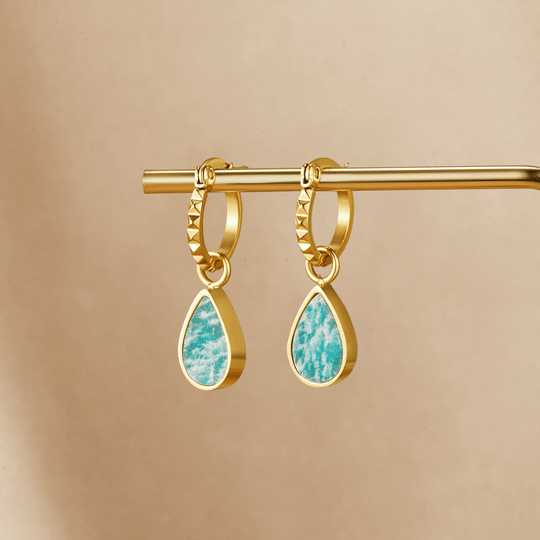 Boucles d'oreilles créoles en pierre verte Astoria