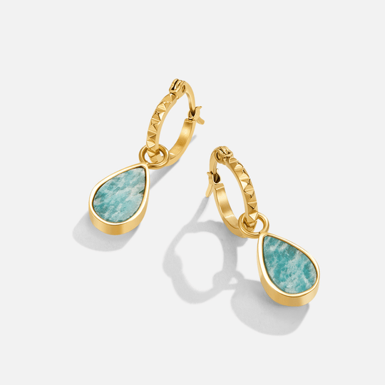 Boucles d'oreilles créoles en pierre verte Astoria