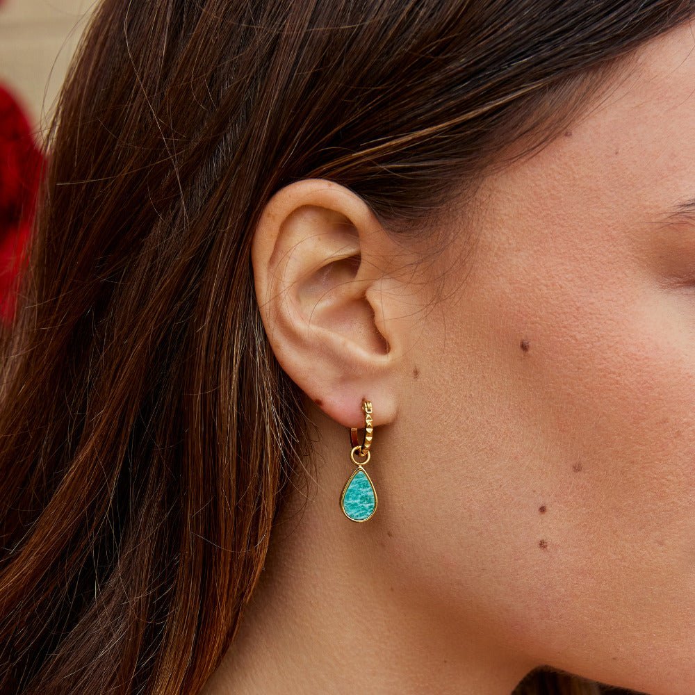 Boucles d'oreilles créoles en pierre verte Astoria