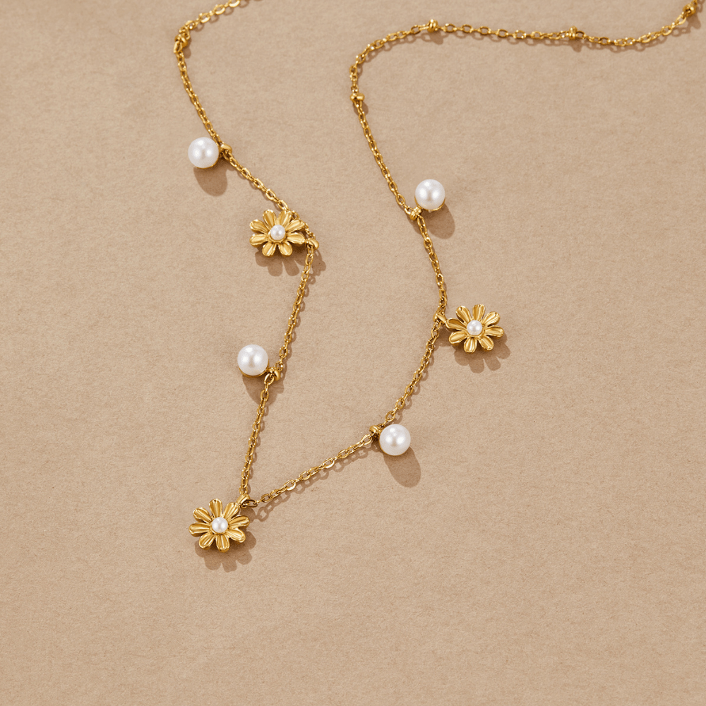 Collier Automnal en Fleurs et Perles