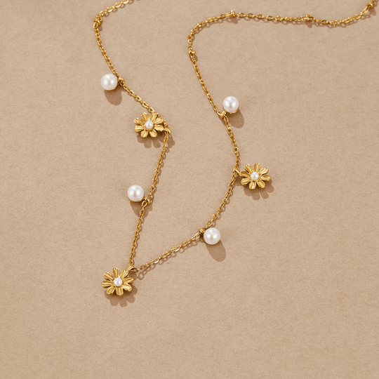 Collier Automnal en Fleurs et Perles