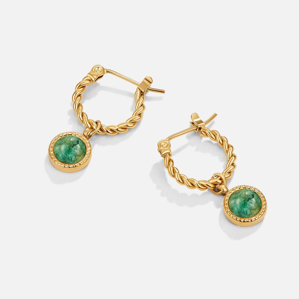 Boucles d'oreilles créoles torsadées en aventurine