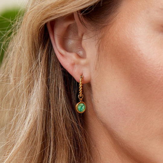 Boucles d'oreilles créoles torsadées en aventurine