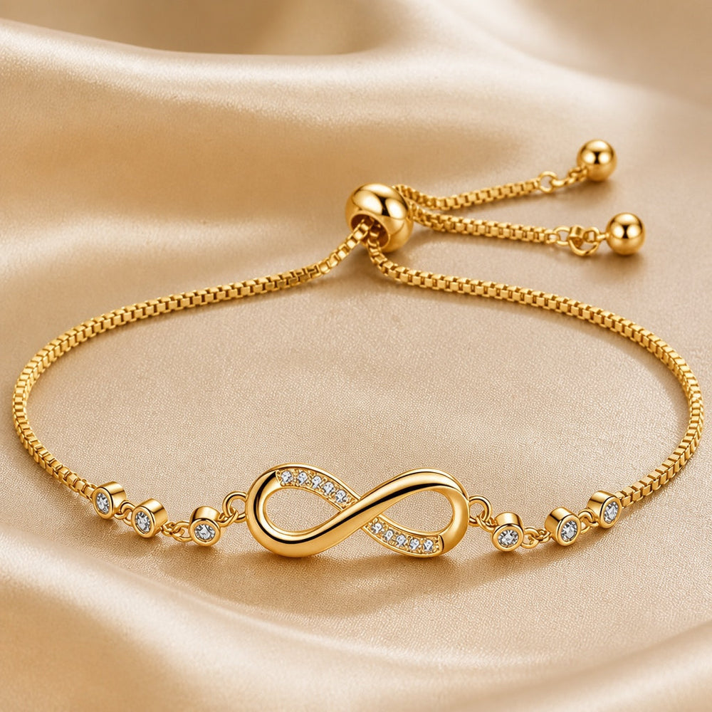 Bracelet coulissant avec symbole de l'infini en or blanc