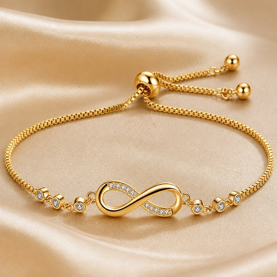 Bracelet coulissant avec symbole de l'infini en or blanc
