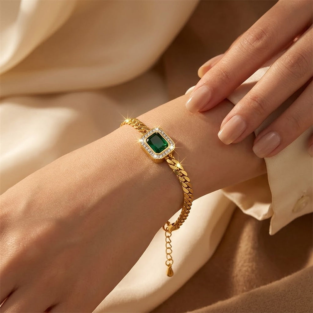 Bracelet en Chaîne en Or Émeraude