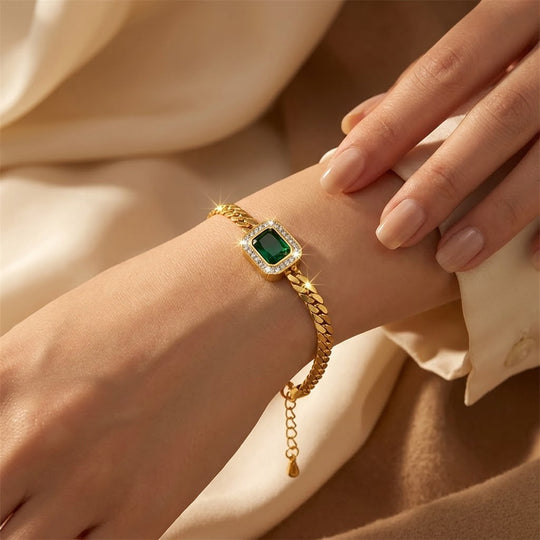 Bracelet en Chaîne en Or Émeraude