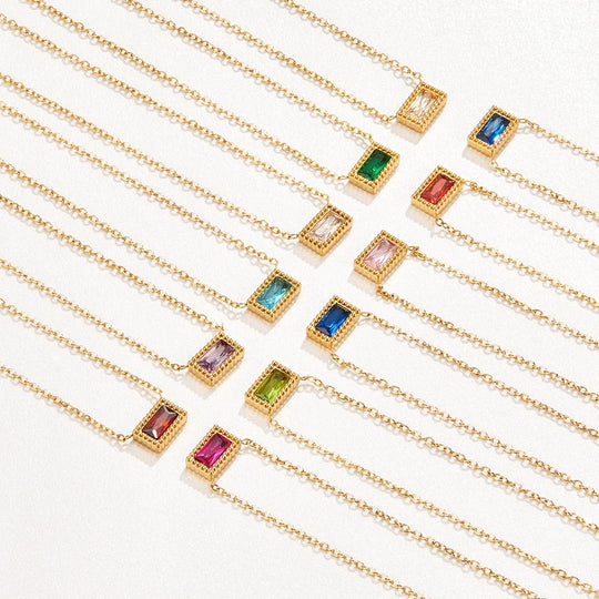 Collier Baguette avec Pierre de Naissance