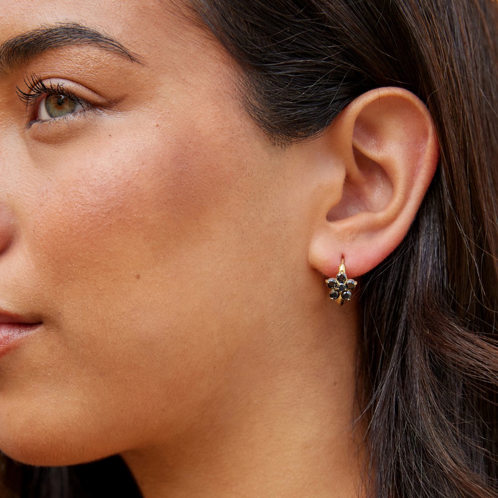 Boucles d'oreilles créoles en cristal noir