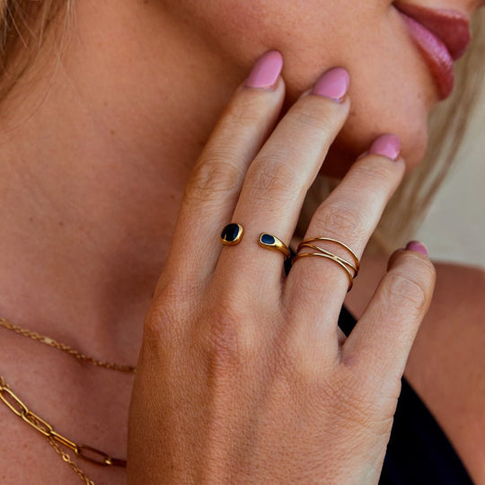 Bague Enveloppante Noir Sahara