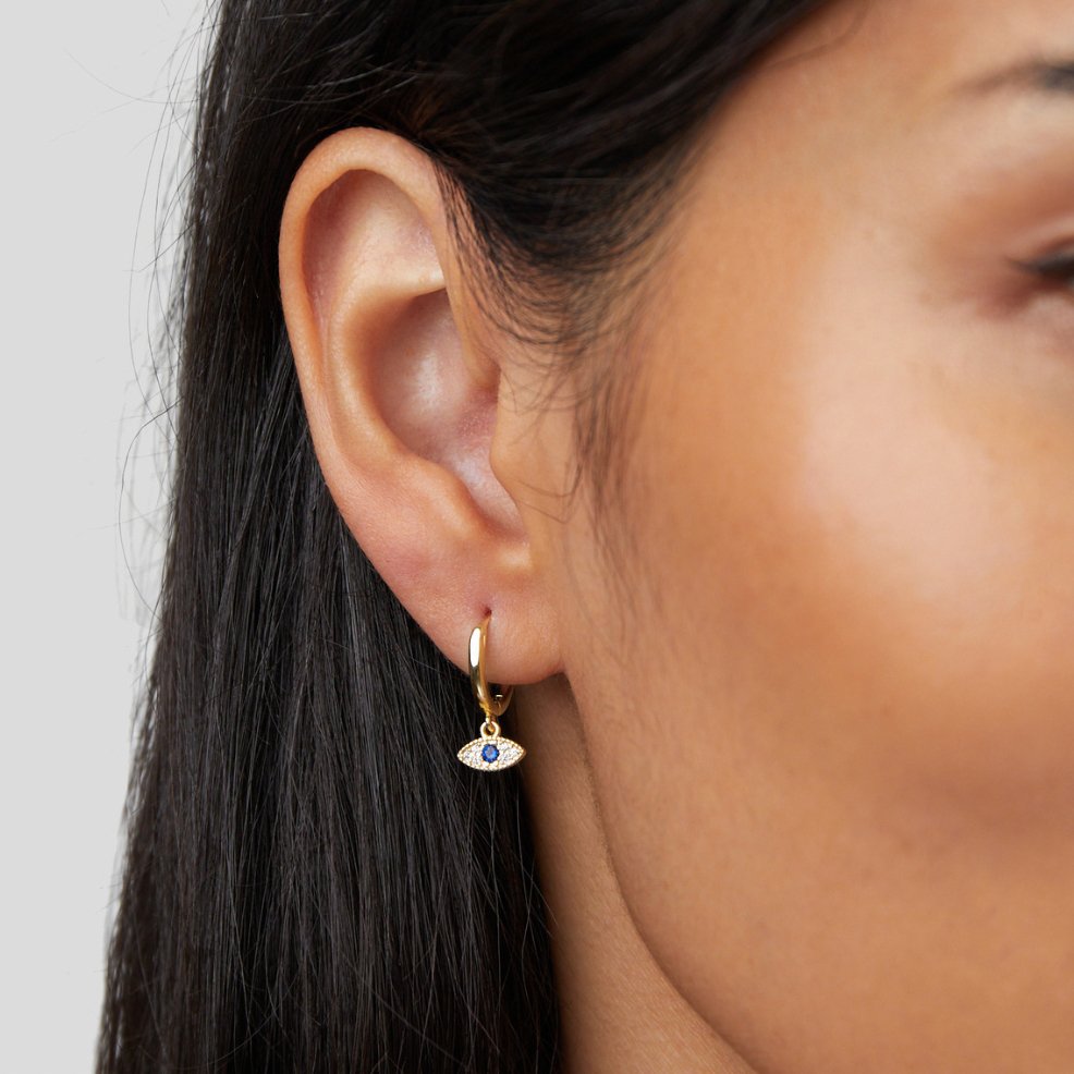 Boucles d'oreilles pendantes en œil bleu