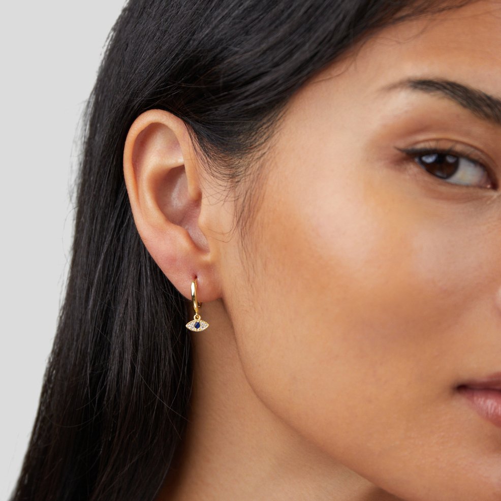 Boucles d'oreilles pendantes en œil bleu