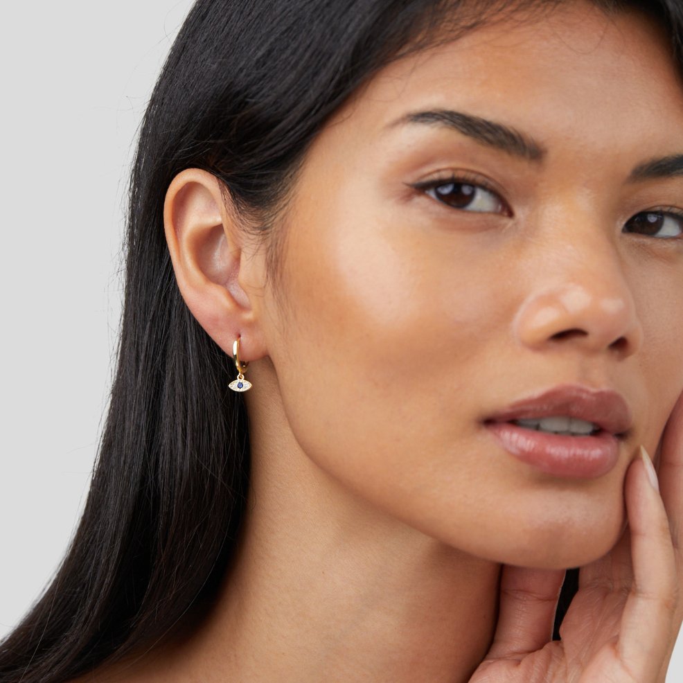 Boucles d'oreilles pendantes en œil bleu