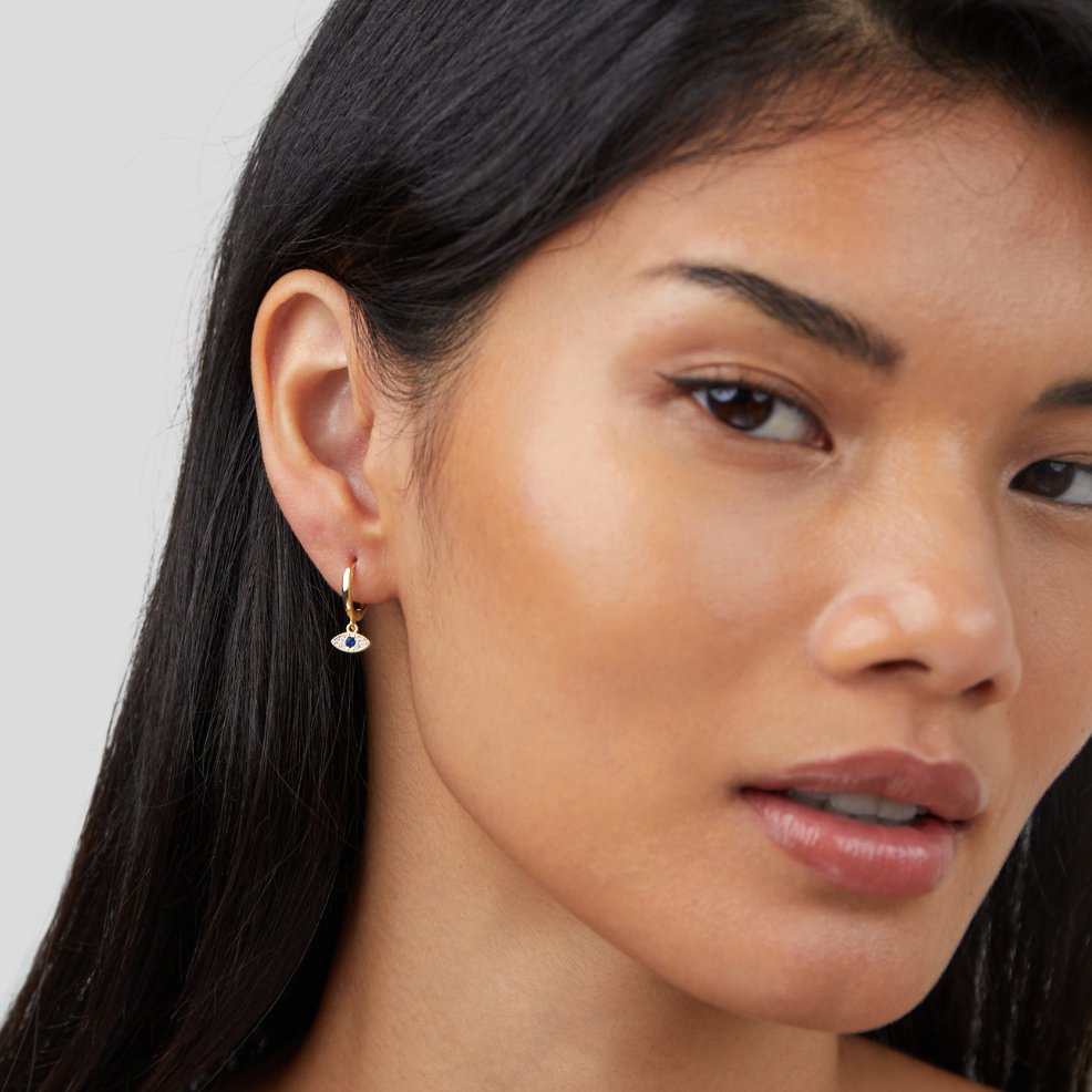 Boucles d'oreilles pendantes en œil bleu