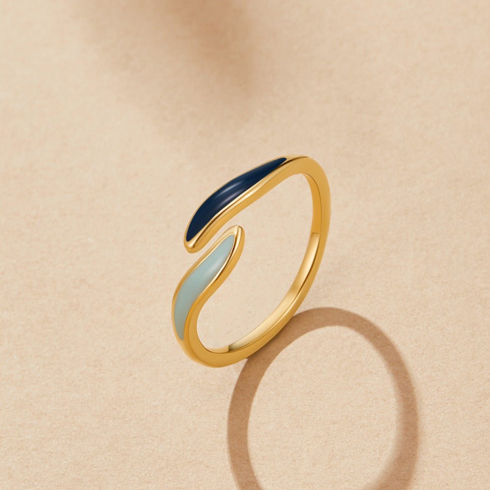 Bague en Vagues Bleues de l'Océan