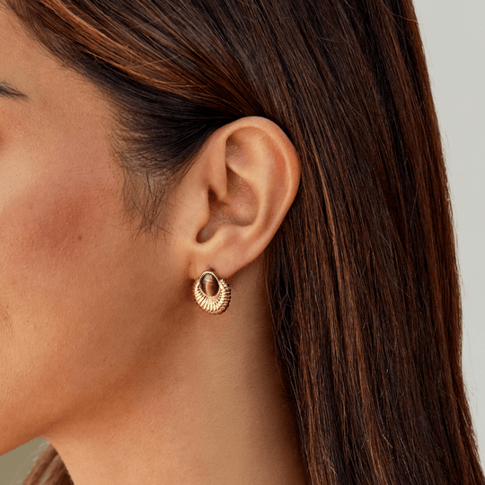 Boucles d'Oreilles Bohemia Œil de Tigre en Or