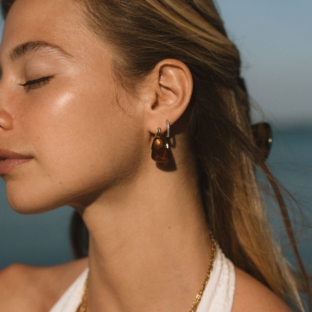 Boucles d'oreilles créoles marron Tahiti