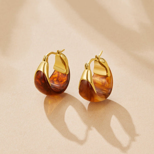 Boucles d'oreilles créoles marron Tahiti