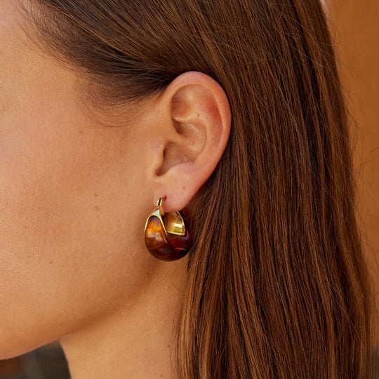 Boucles d'oreilles créoles marron Tahiti