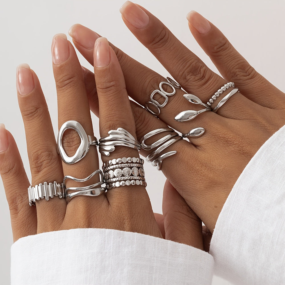 Bague vintage empilable en or blanc