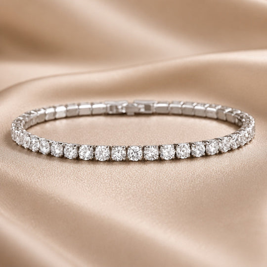 Bracelet tennis en or blanc et cristaux