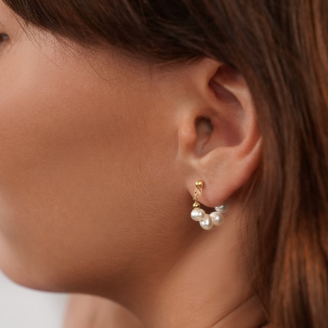 Boucles d'oreilles créoles en perles Celine