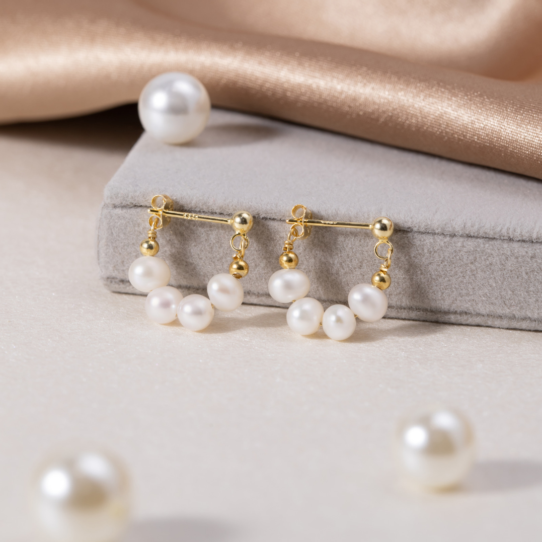 Boucles d'oreilles créoles en perles Celine