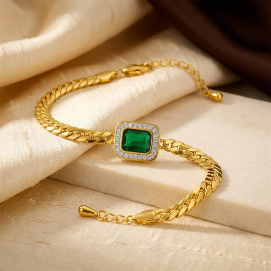 Bracelet en Chaîne en Or Émeraude
