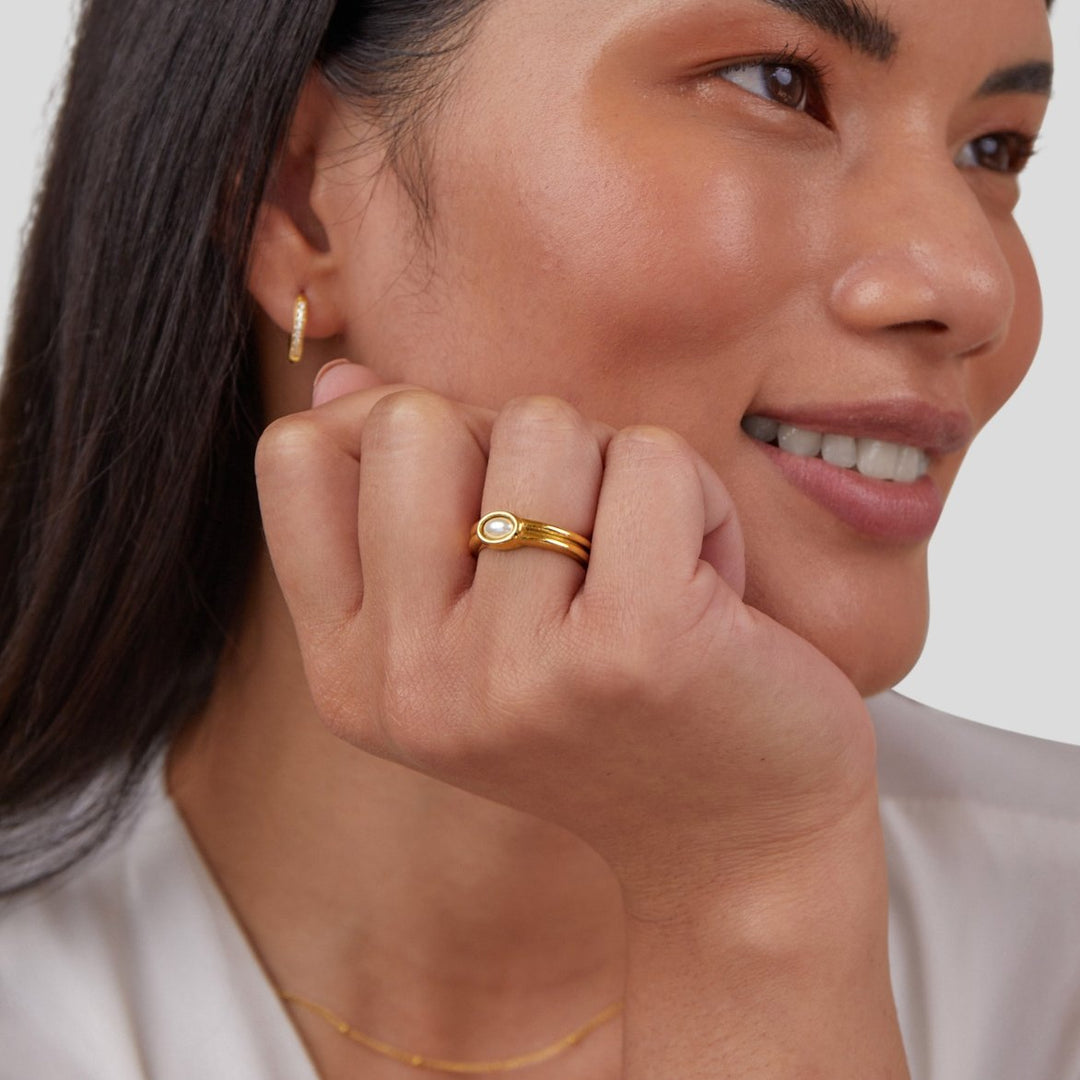 Bague Chunky Perle en Or 18K