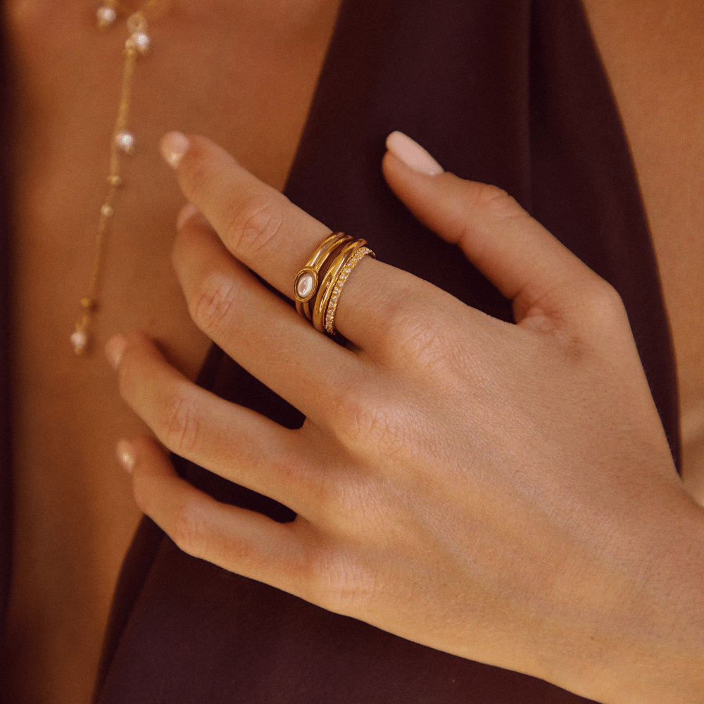 Bague Chunky Perle en Or 18K