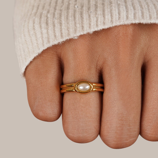 Bague Chunky Perle en Or 18K