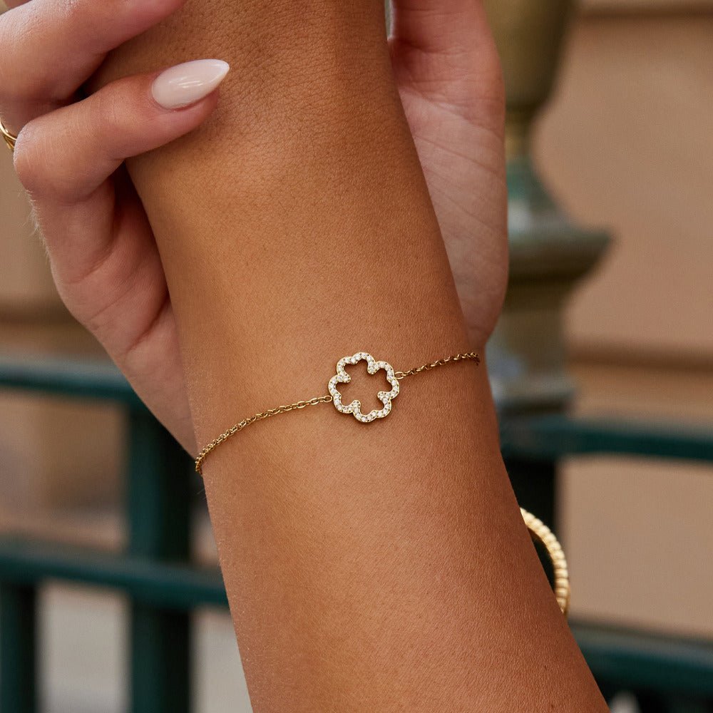 Bracelet en Feuille de Trèfle en Cristal