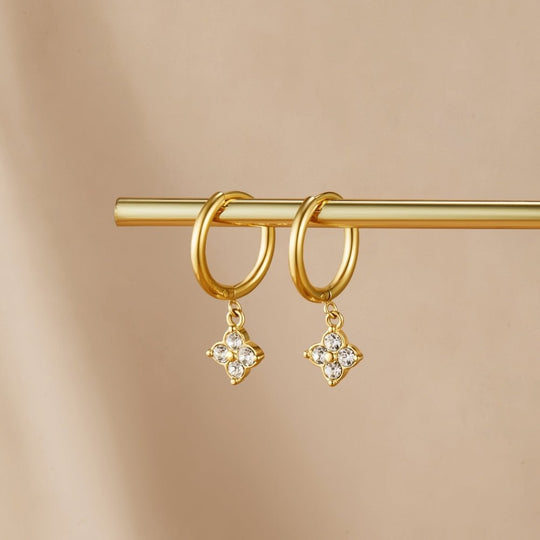 Boucles d'oreilles goutte en cristal trèfle à quatre feuilles
