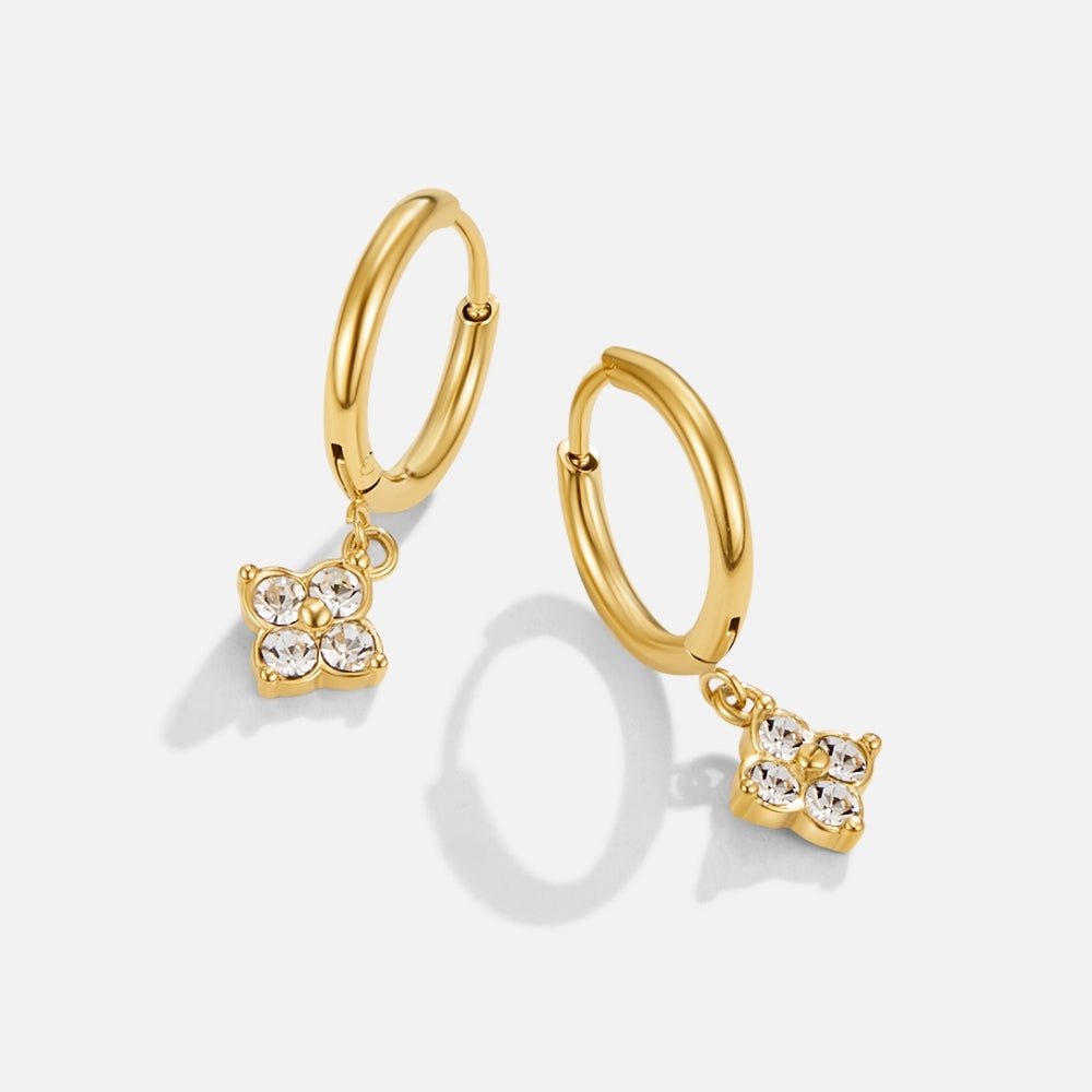 Boucles d'oreilles goutte en cristal trèfle à quatre feuilles