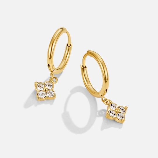 Boucles d'oreilles goutte en cristal trèfle à quatre feuilles