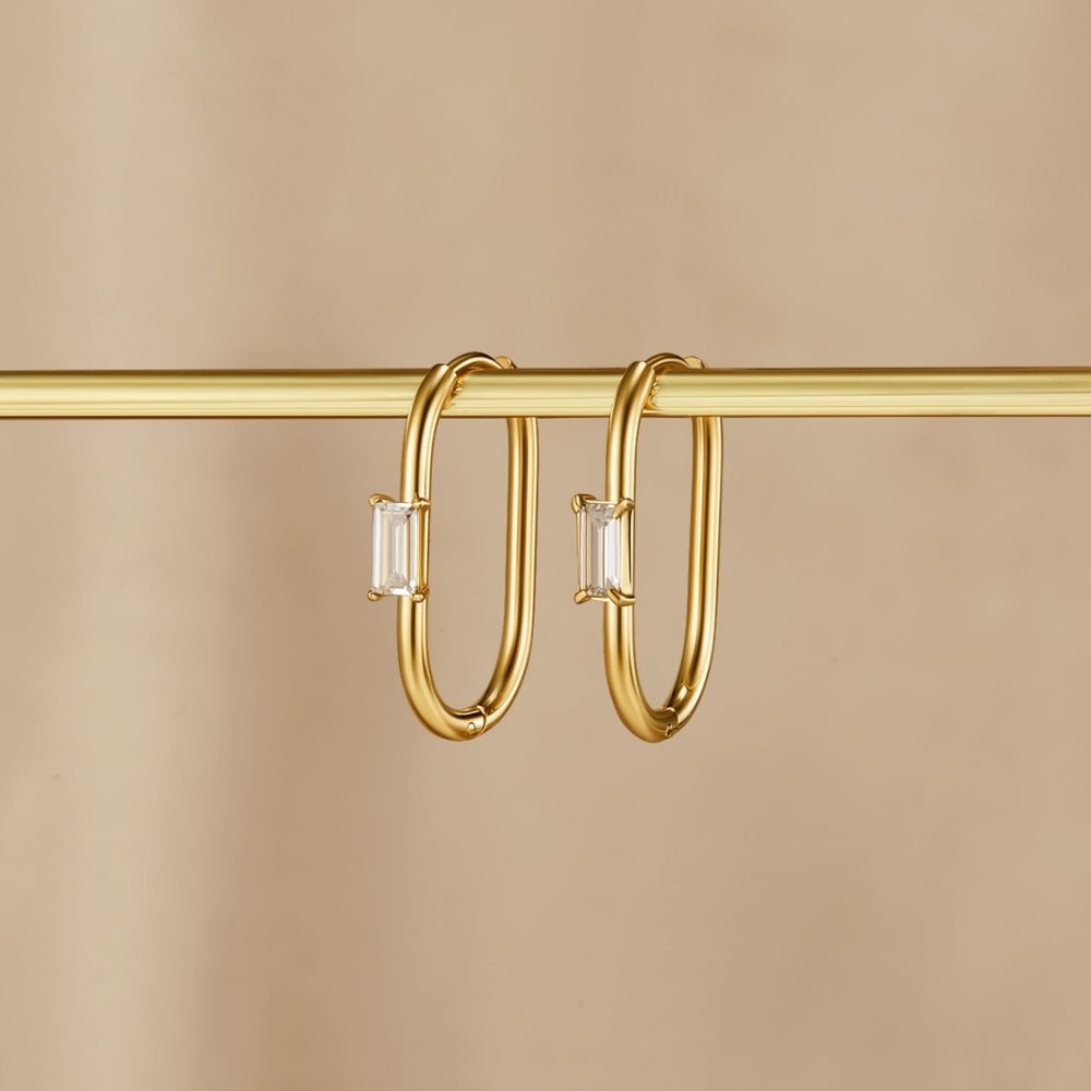 Boucles d'oreilles créoles Diana en cristal et or
