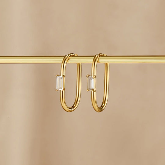 Boucles d'oreilles créoles Diana en cristal et or