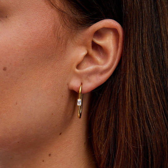 Boucles d'oreilles créoles Diana en cristal et or