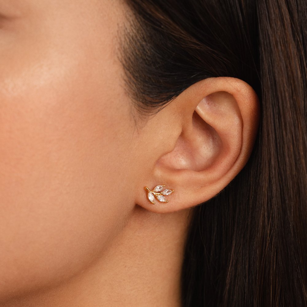 Boucles d'oreilles en forme de feuille en cristal