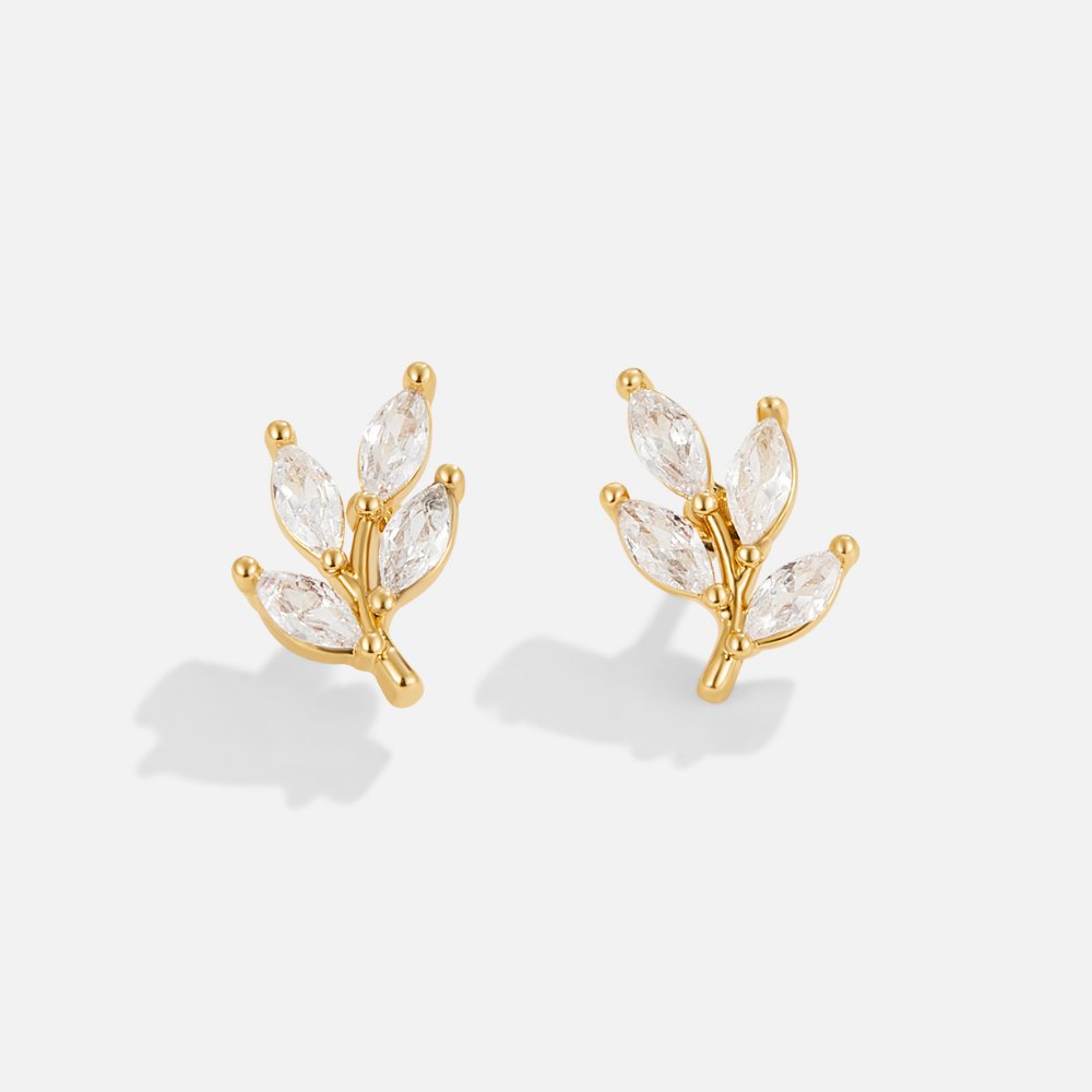 Boucles d'oreilles en forme de feuille en cristal