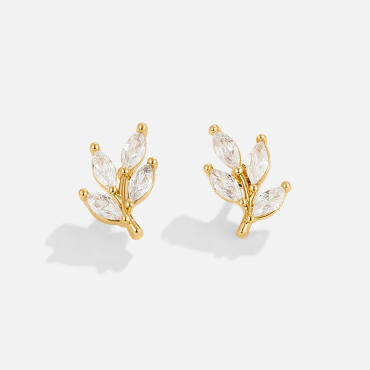 Boucles d'oreilles en forme de feuille en cristal