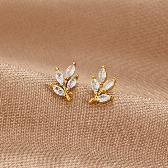 Boucles d'oreilles en forme de feuille en cristal