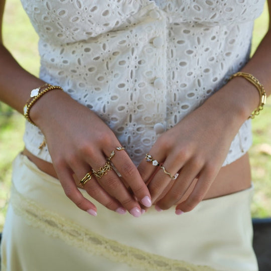 Bague Crystal White Blossom en Or