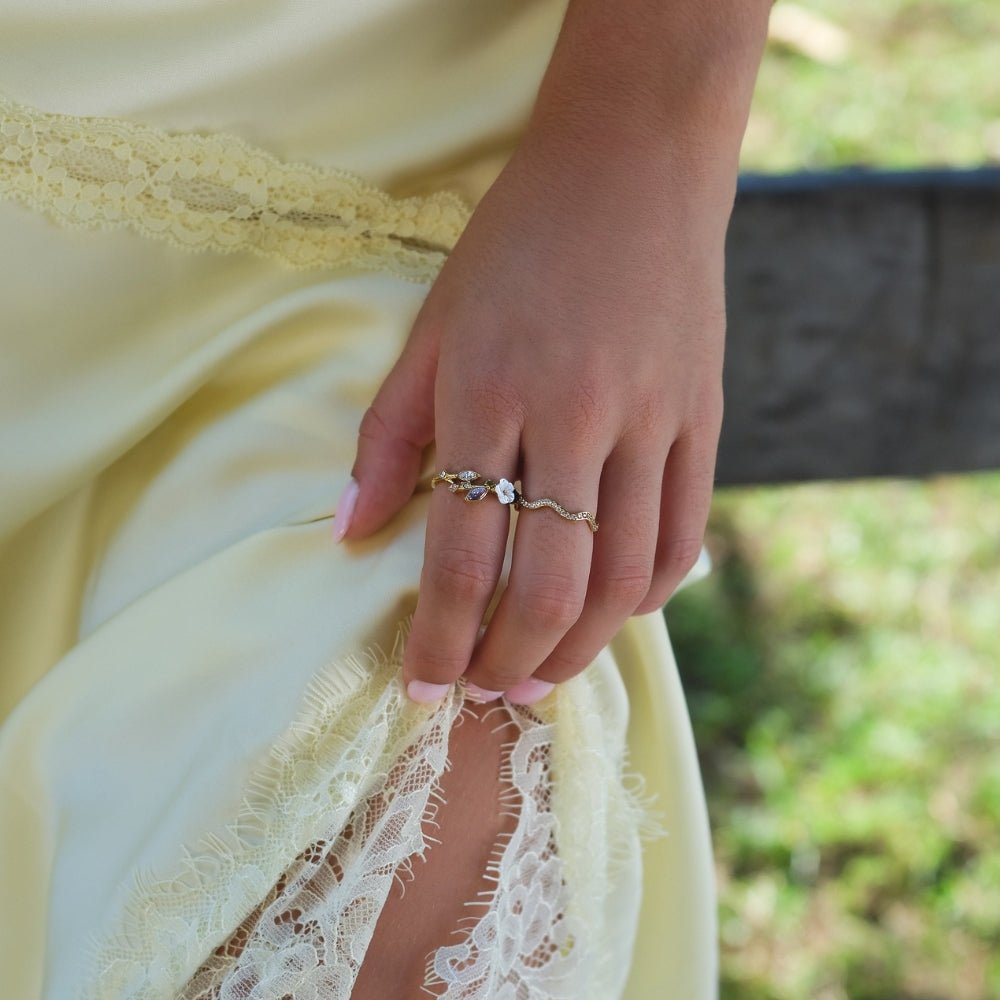 Bague Crystal White Blossom en Or
