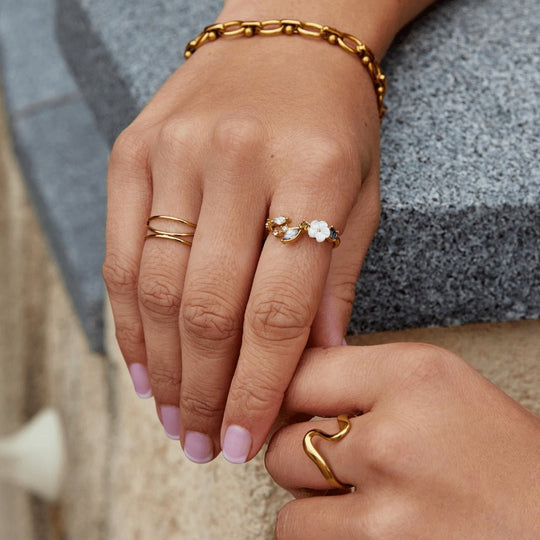 Bague Crystal White Blossom en Or