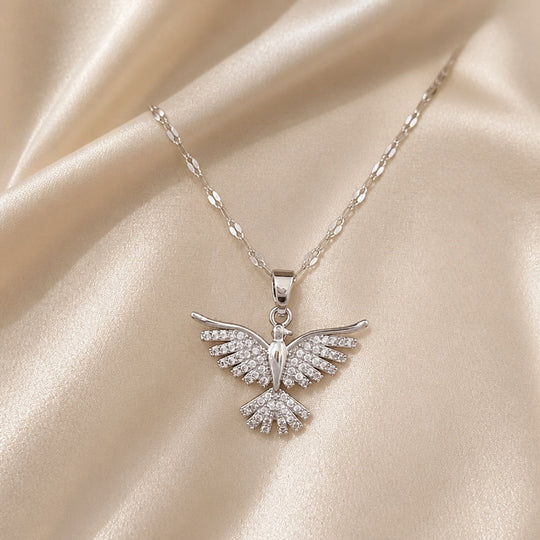 Collier Phoenix en Or Blanc avec Zirconia