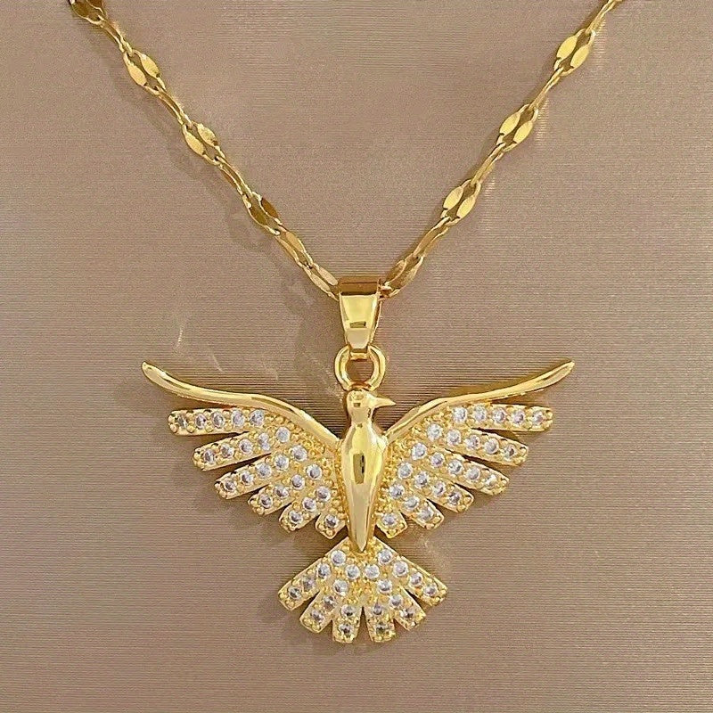 Collier Phoenix en Or Blanc avec Zirconia