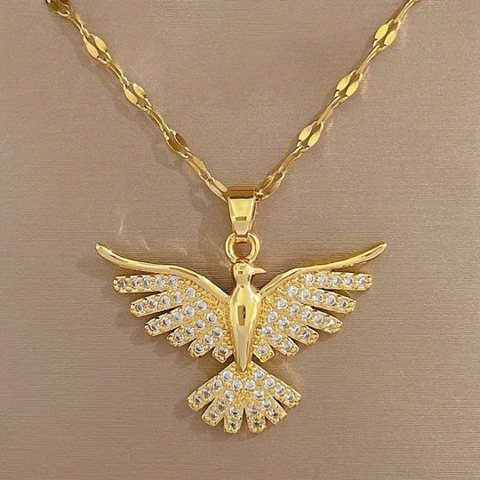 Collier Phoenix en Or Blanc avec Zirconia